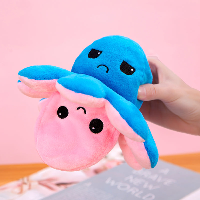 Octopus Plush, Jucărie Reversibilă - Alb/Gri
