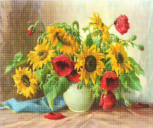Buchet din maci și florile soarelui 40x50 cm