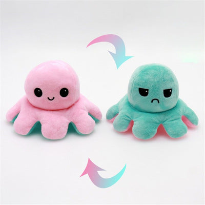 Octopus Plush, Jucărie Reversibilă - Blue Marin/Roz